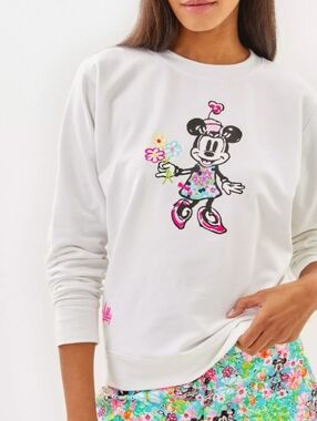 NWT Lilly Pulitzer X Disney Girls Ballad Sweatshirt Multi Lilly Hearts Size L